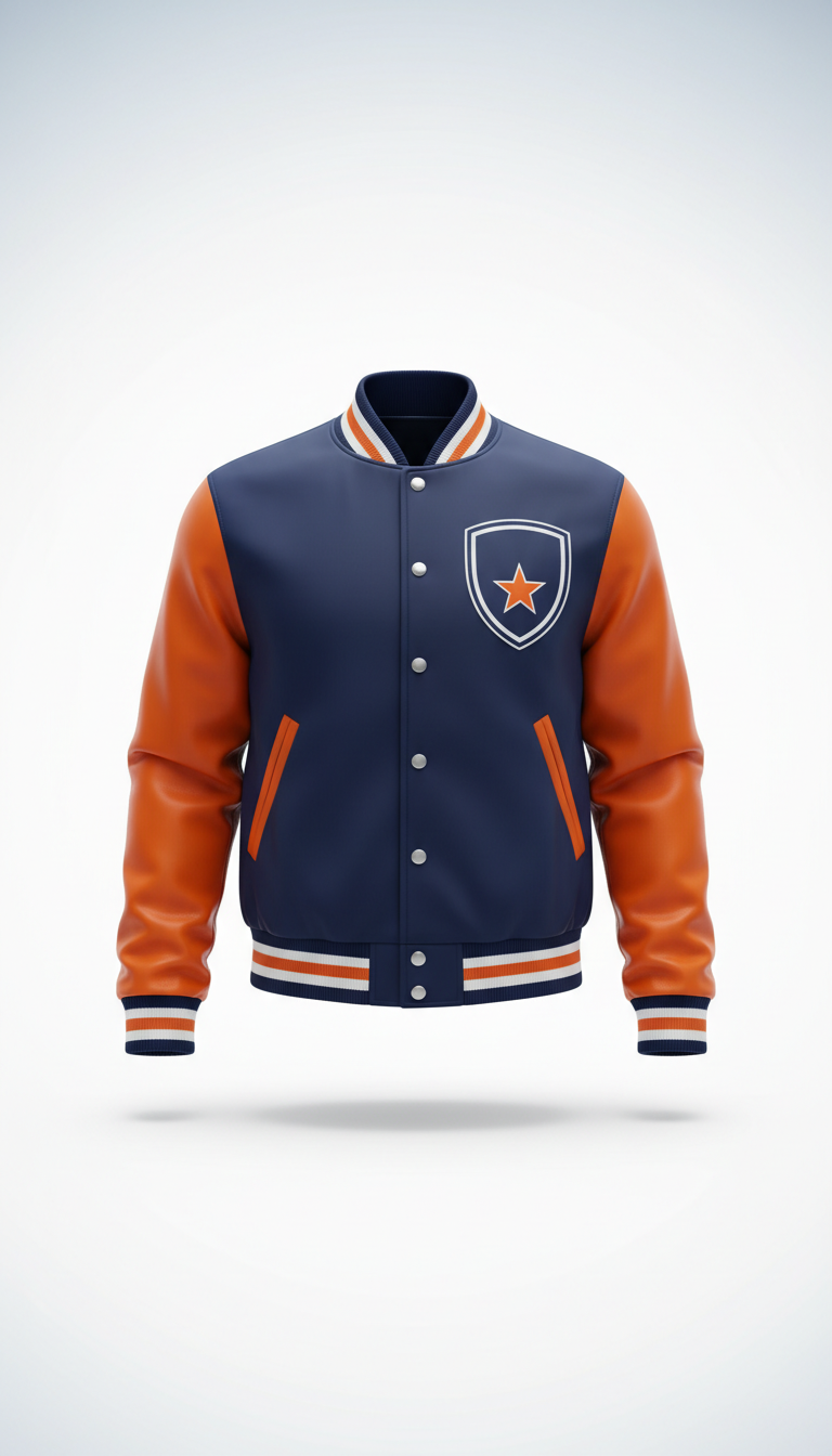 Navy Honor varsity jacket with Legacy accents